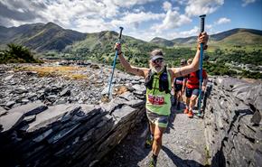 Trail Marathon Eryri runner in Dinorwig quarry